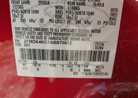 2010 Ford Edge Limited z USA, uszkodzony, nr VIN 2FMDK4KC1ABB70812